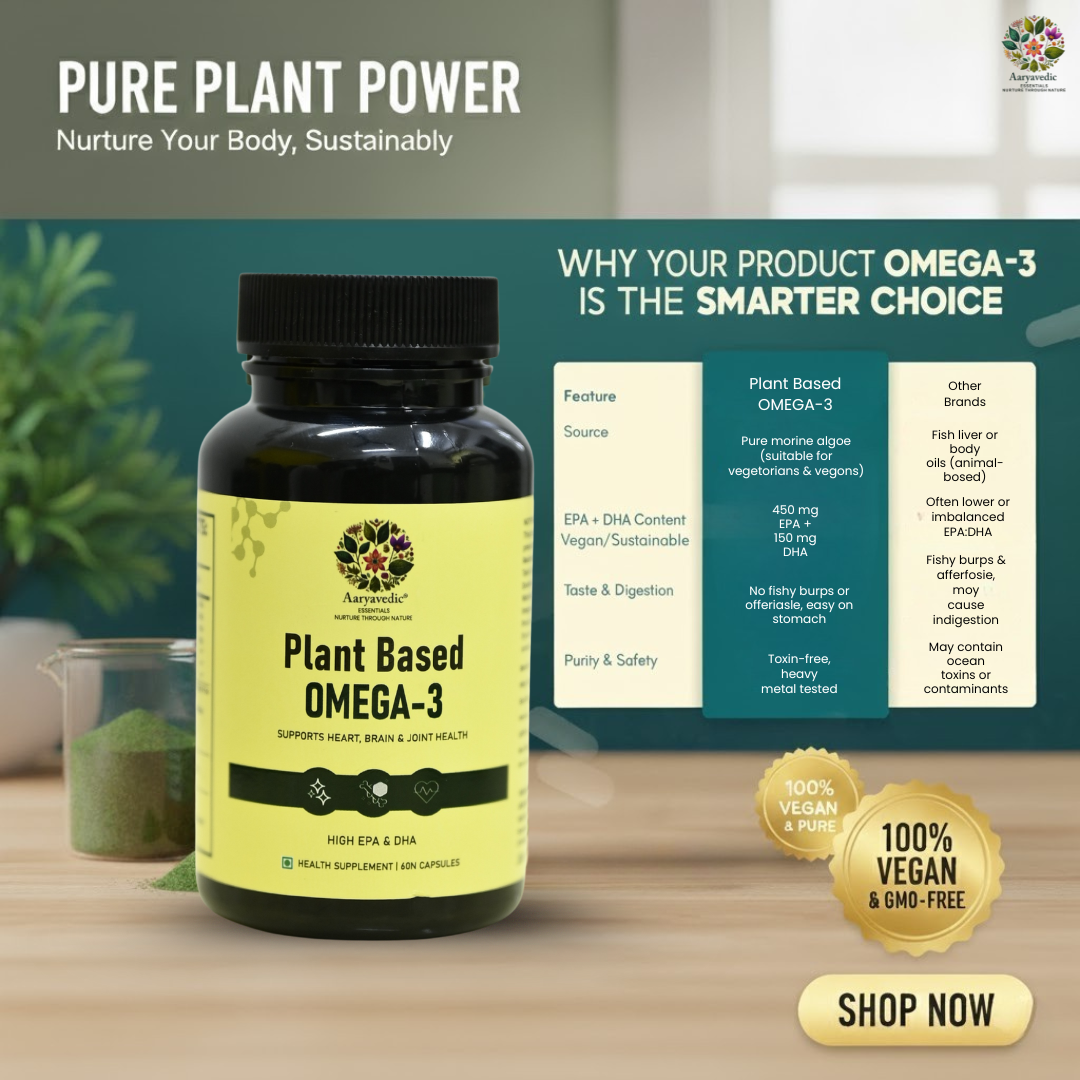 Plant Based OMEGA-3 | Gelatin Free, No Burps, No Fish Oil, Pure Algal - 60 Veg Capsules