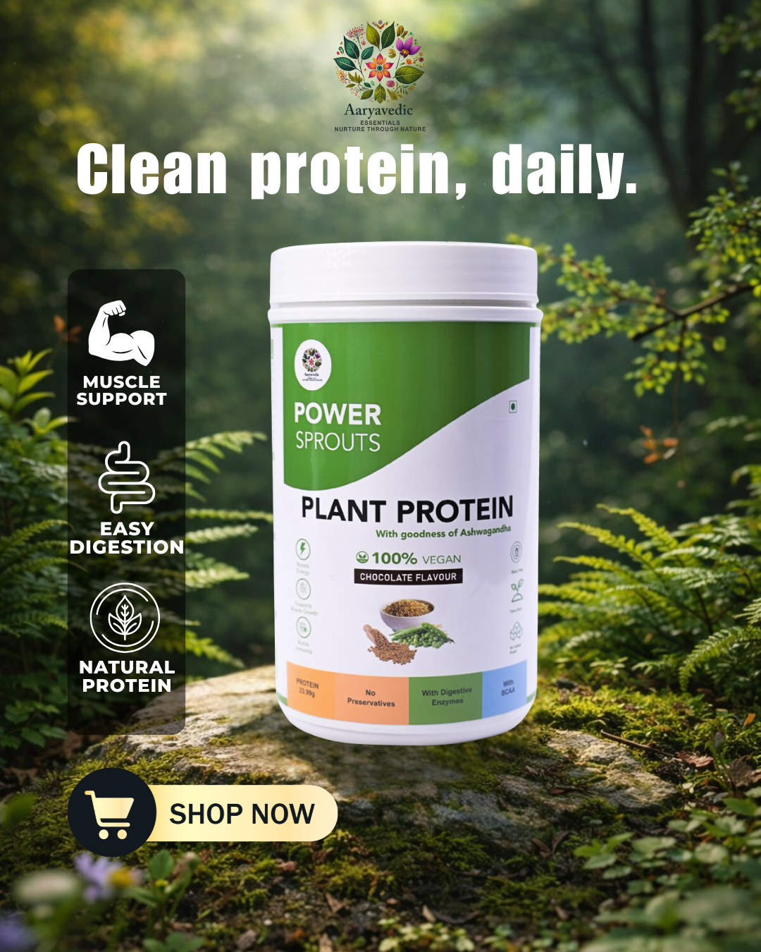 POWER SPROUTS -Plant Protein |   23.99 gm Protein per Scoop, with All Essential Amino Acids I  No Added Sugar |  500 gm